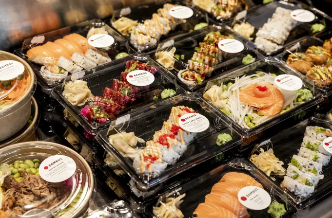 BAMBUS Sushidisk 2 Neders På Siden Til Høyre